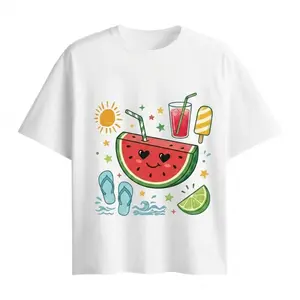 Comfortable colorful funny watermelon T-shirt, short-sleeved, 100% cotton, cute beach vibe pattern T-shirt, nautical style summer T-shirt, seaside vacation wear, gift for women who love the ocean oversized tshirt purple rain Trump Ice Baby