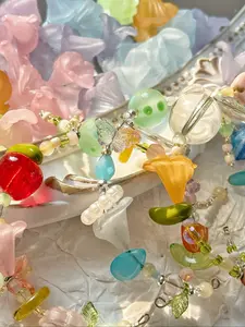 50 Pieces Colorful Matte Resin Lotus Beads, DIY Jewelry Making Supplies, Includes Blue, Handmade Accessories