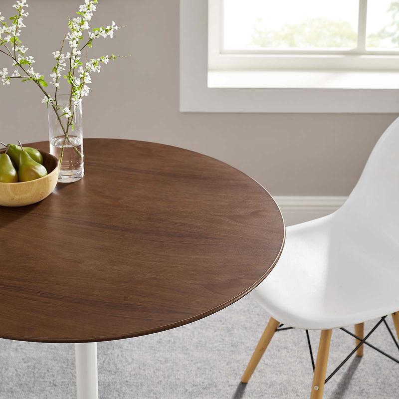 Modway Lippa 36" Round Walnut Dining Table in Walnut