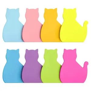2026 New Fluorescent Cat Shaped Sticky Notes | 6 Pads 240 Sheets, 8 Vibrant Colors | 3x3 Inch Self Adhesive Notes, Cute Stationery for Home, Office and Daily Organization