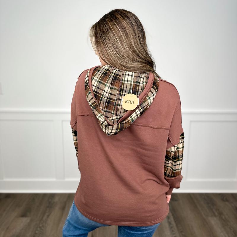 Star Memories Cotton Blend Long Sleeve Brown Avery Mae Hooded Top