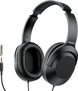 Philips Over Ear Wired Stereo Headphones with Cable, Adjustable Fit, Noise Isolation for Podcasts & Studio Use, Electronic Device Compatible (Computer, Keyboard, Guitar) + 6.3 mm (1/4") Adapter