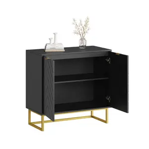 31.5 In Modern Sideboard Buffet Cabinet with Storage, Wood Accent Storage Cabinet with Herringbone Doors & Shelf, Credenza Console Table for Dining Room Living Room Entryway