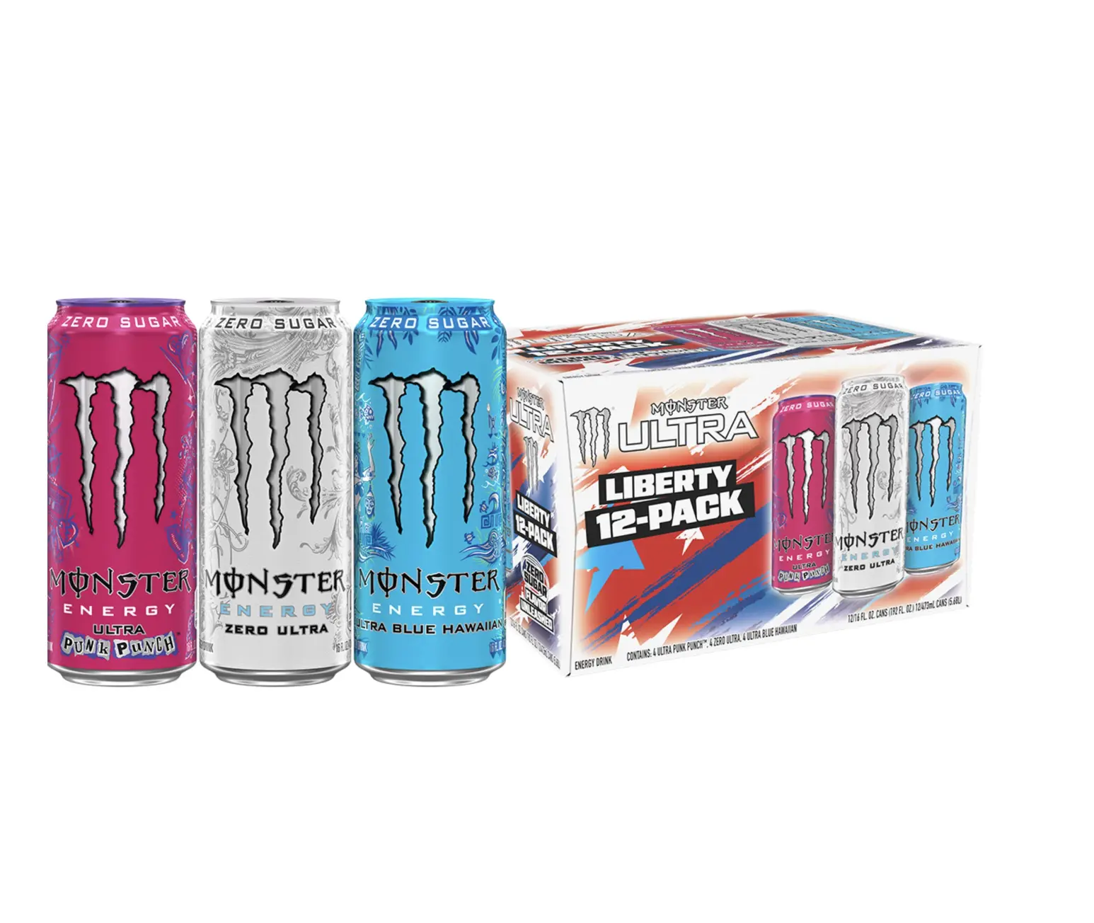 12 Pack Ultra Energy Drink Variety Pack Sugar Free Energy Drink, 16 Fl Oz