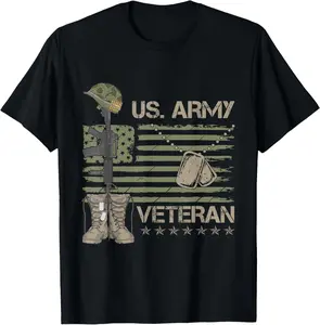 100%cotton U.S. Army Veteran Flag T-Shirt Menswear Top