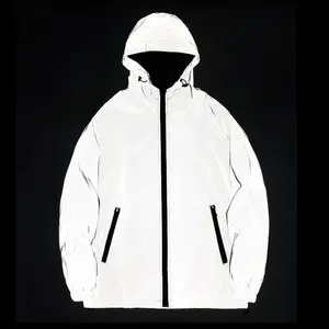 2025 New Fashion Night Reflective Jackets Double Fabric Windbreaker Hooded Jacket Men Hip Hop Dancer Waterproof Zipper Coats Outwear jaket