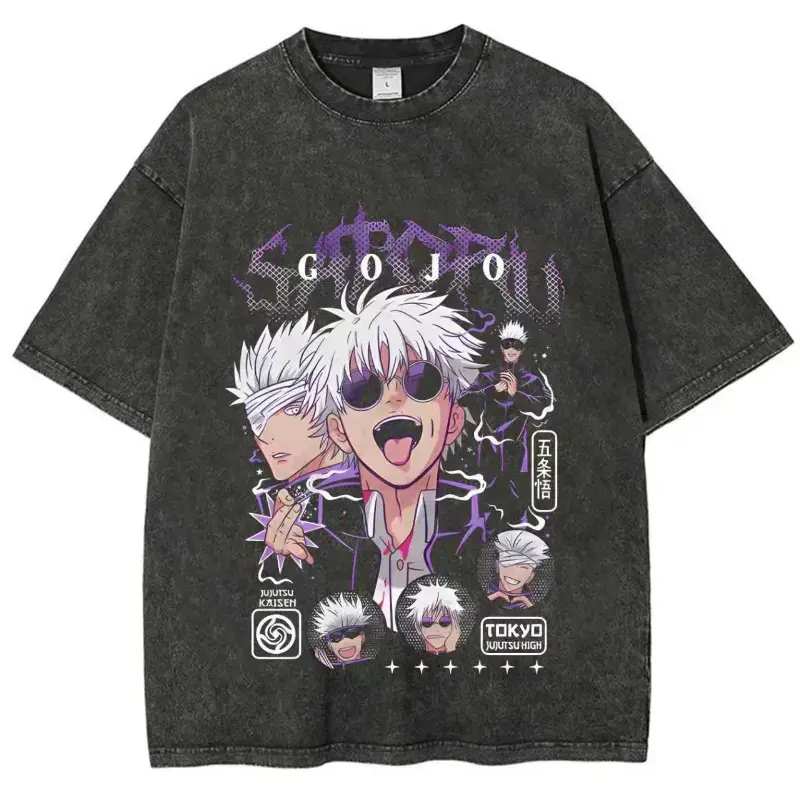 Gojo Satoru The Honored One Tee Sayal Jujutsu Kaisen JJK Anime Clothing Streetwear Casual Men Y2k Retro Vintage Cyber Fall Outfits Gymer Essential Six Eyes Graphic Tee Otaku Anime Gift for Anime Fans The Honored One