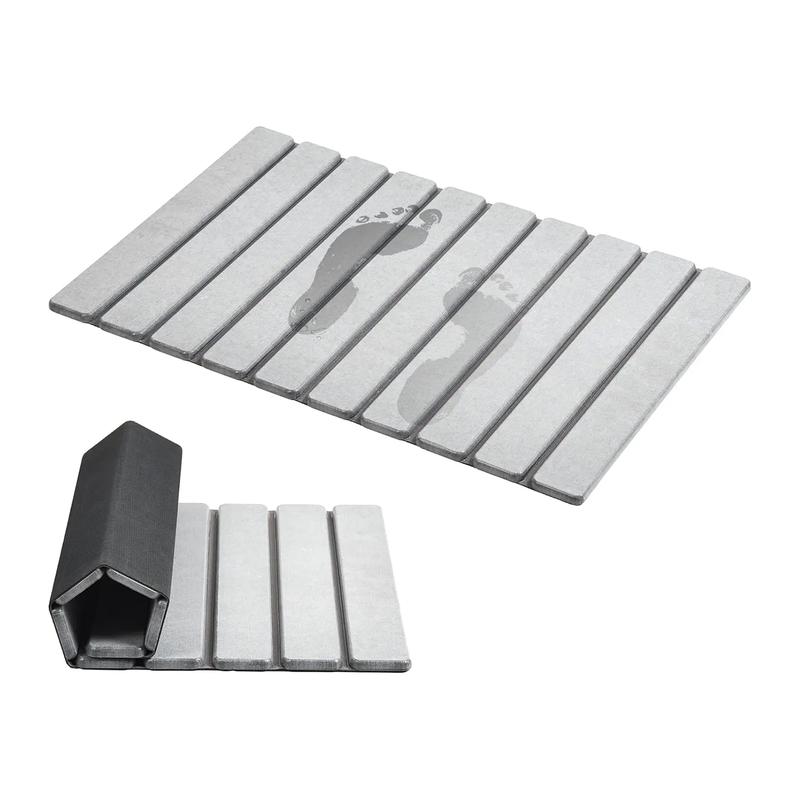 【Deal】Foldable Stone Bath Mat – Super Absorbent Diatomite, Quick Dry Non-Slip Bathroom Mat, 15.4 x 23.6 Inches, Light Grey Decor