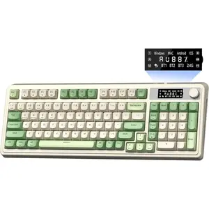 S99 Pro  Keyboard, Display Screen & Media Knob, Tri-Mode /2.4G/USB-C RGB Creamy Gaming Keyboard with Number Pad Macro , Custom Computer Keyboards for Laptop PC Gamer - Green