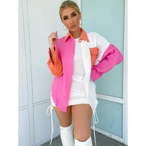 Perfect Match Button Up Top - Pink/Orange