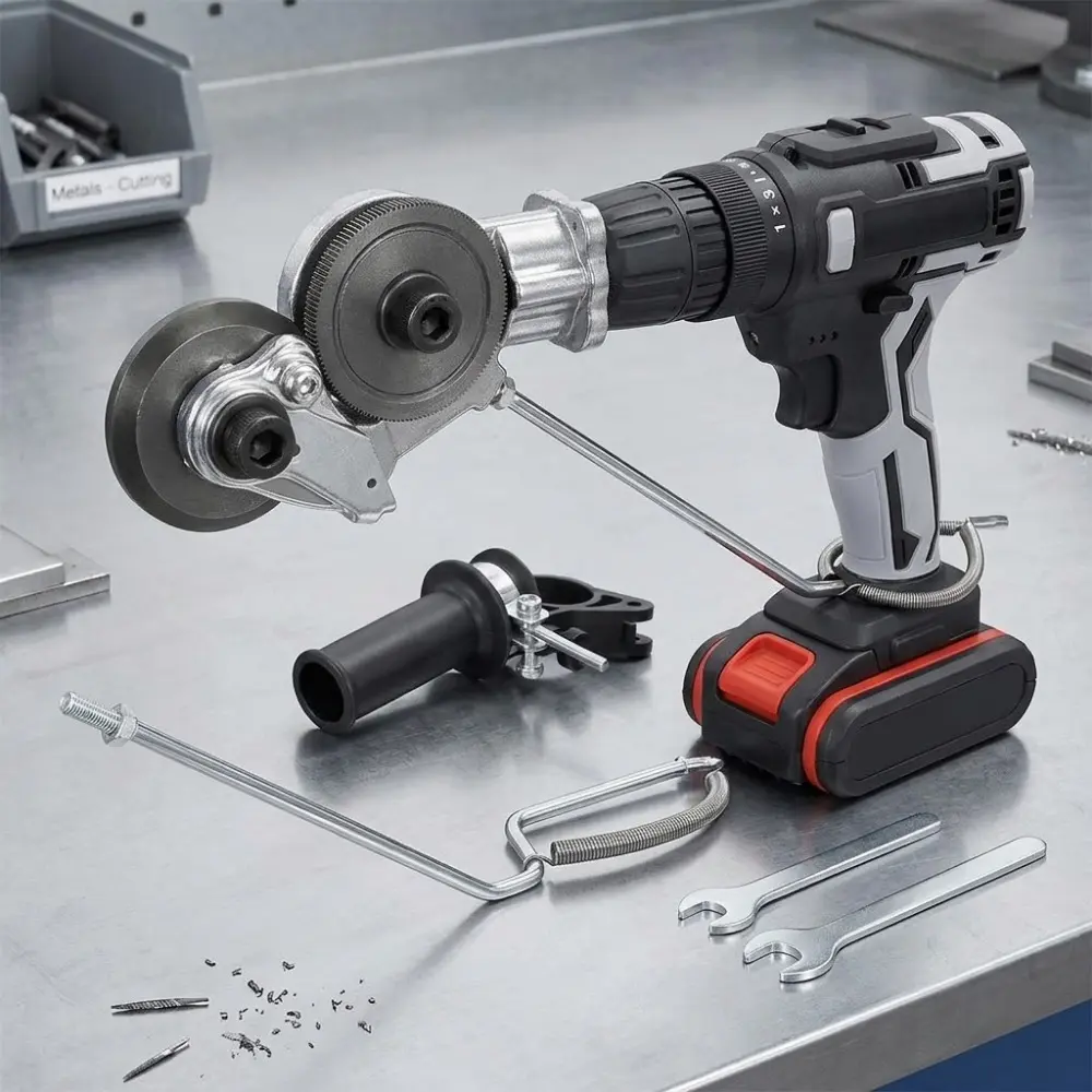 Metal Shearing Drill Attachment for Impact Driver, Portable Sheet Metal Cutter, Industrial-Grade Blade, Non-Slip Grip, Quick Cut, Multi-Purpose DIY Tool, Corrosion-Resistant, Professional Durable System, Power Tool Accessories