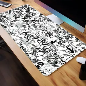 Graffiti Art Abstract Design Mouse Pad, Rectangle Gaming Mouse Pad, Non-Slip Rubber Base Stitched Edge Desk Pad for Home Office Game Room, Office Desk Accessories