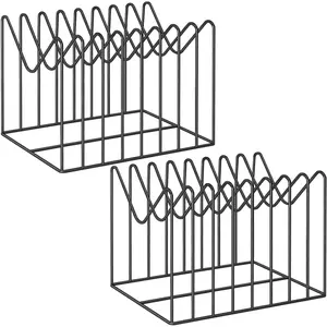 2 Sets Wire File Organizer for Desk,File Folder Holder/Rack/Stand,File Sorter Organizer,Desktop Record/Clipboard Holder,8 Sections Storage,Anti-Scratch/Rusty,Steel Stable Holder,Black