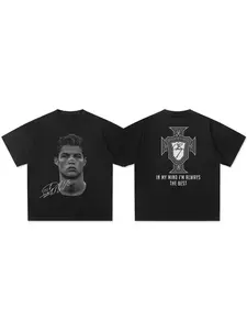 Men's Cristiano Ronaldo Neymar Football Star Print Short Sleeve T-Shirt, Fashionable Loose Fit Tee, Casual Sportswear for Men, Streetwear