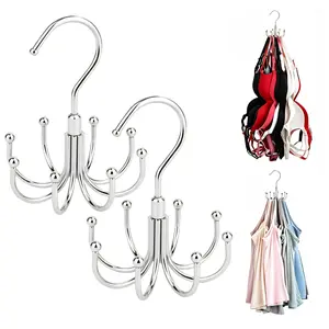 Tank Top Hanger, Rotatable Bra Organzier for Closet, Max 24 Storage Capacity Sport Bras Holder, Metal Space Saving Closet Organizers and Storage, Silver