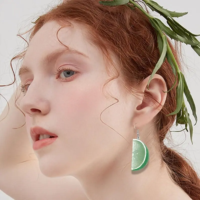 3D Lemon Earrings for Women Charm Lemons Drop Dangle Earrings Cute Statement Fruit Earring Jewelry