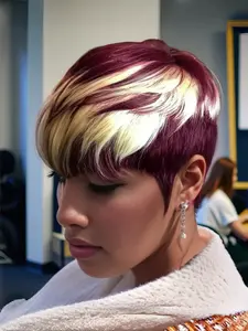 Short Pixie Cut Human Hair Wigs for Women Gorgeous Wigs with Bangs Wigs for Party Daily Halloween Use