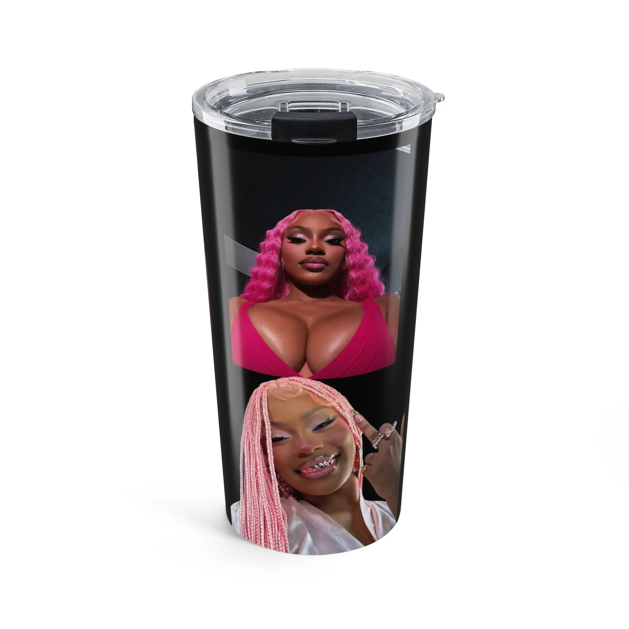20oz Photo Tumbler – Custom Black Celebrity Portrait Travel Cup