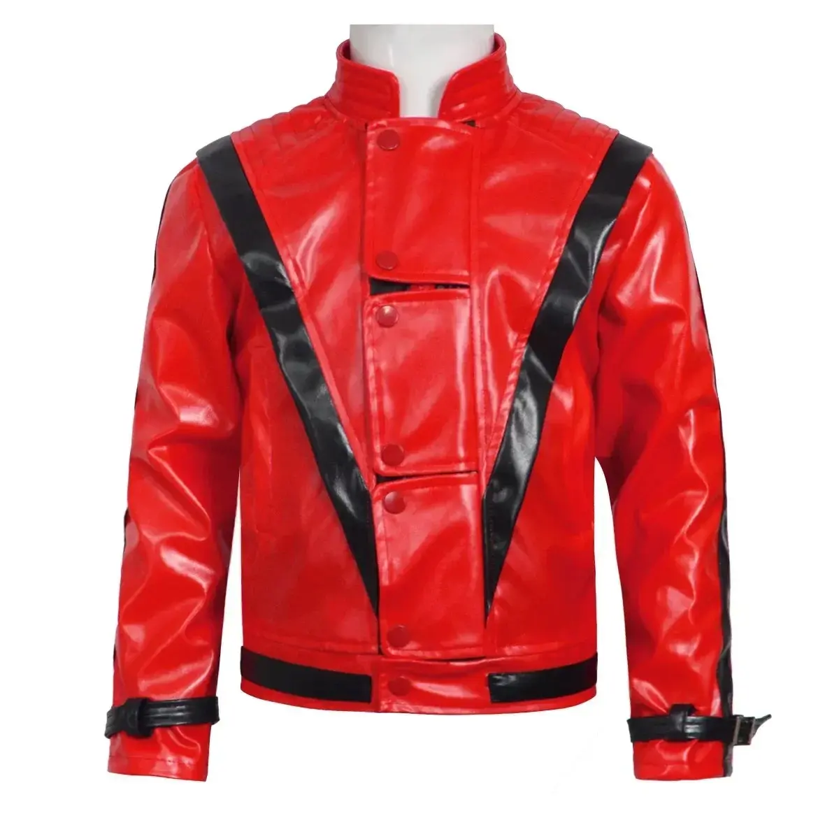 Costumes Zembie Cosplay Red Leather Jacket Michael Jackson Thriller Night Outwear Kids Halloween Rock Stage Performa