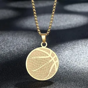 Stainless Steel Basketball Necklace For Men Women Golden Sports Jewelry Kobe James Fans Pendant Necklaces Boyfriend Collar