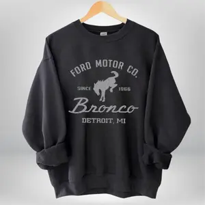 Vintage Ford Bronco Sweatshirt, distressed Ford Motor Co graphic, classic 1966 car enthusiast crewneck, Detroit auto fan pullover, Gift for Him, her