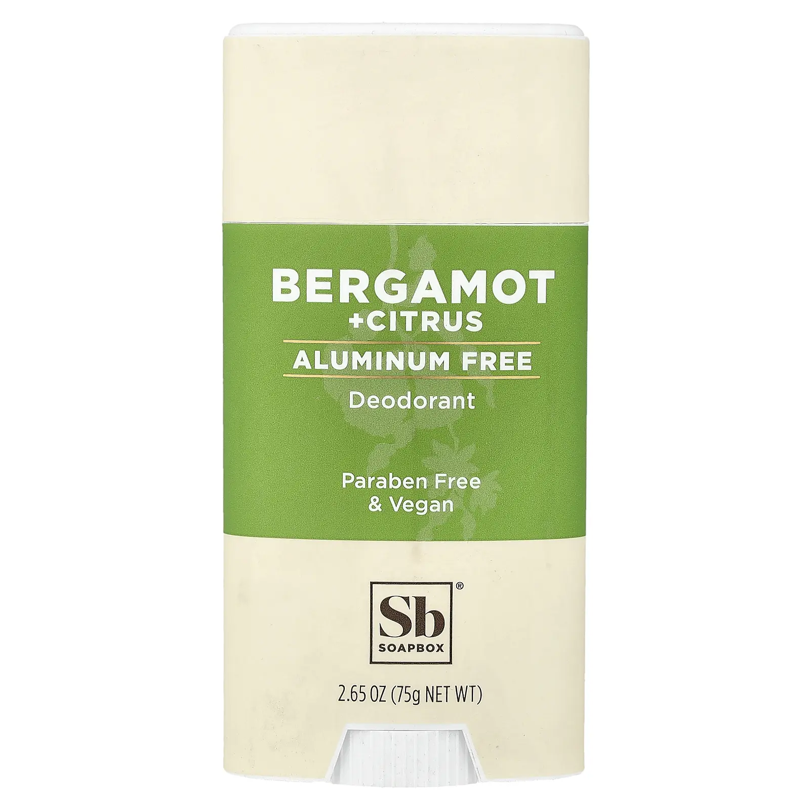 Soapbox Aluminum Free Deodorant, Bergamot + Citrus, 2.65 oz (75 g)