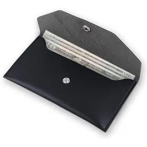 1 count  Saving Binder, Black PU Leather  Envelopes  Wallet,   Saving Binder for Wallets with  Envelope Tab Stickers for Bill Planner