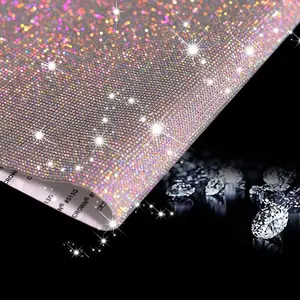 Large Self-Adhesive Bling Rhinestone Sheet Stickers, DIY Craft,    for /Phone/Laptop etc (15.8" x 9.5") (Ab)