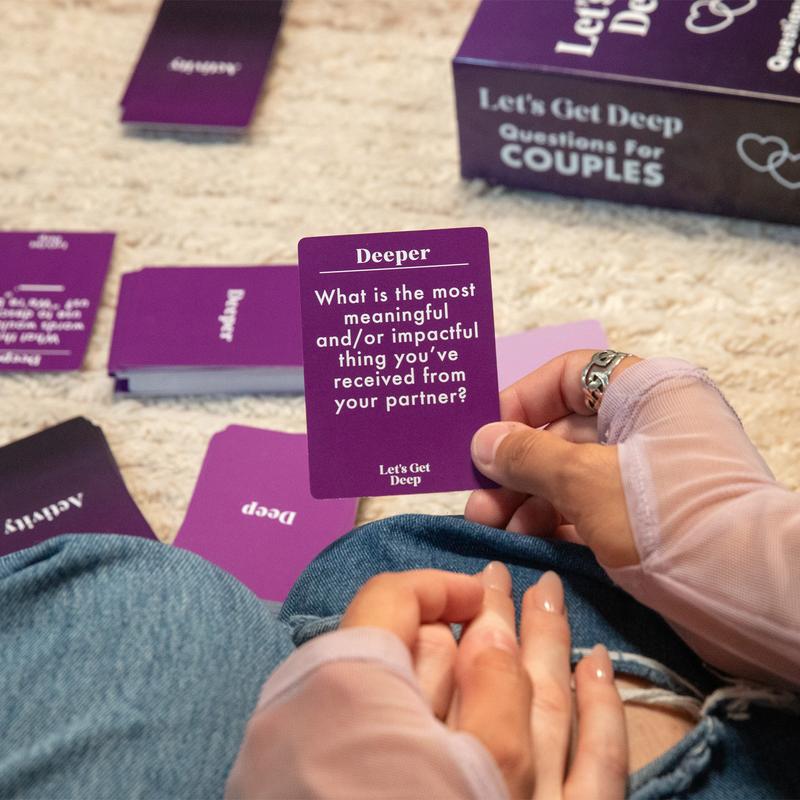 Let's Get Deep Couples Card Game for Date Nights & Meaningful Gifts 300 Questions Across 4 Categories Perfect for Valentines Anniversaries & New Relationships