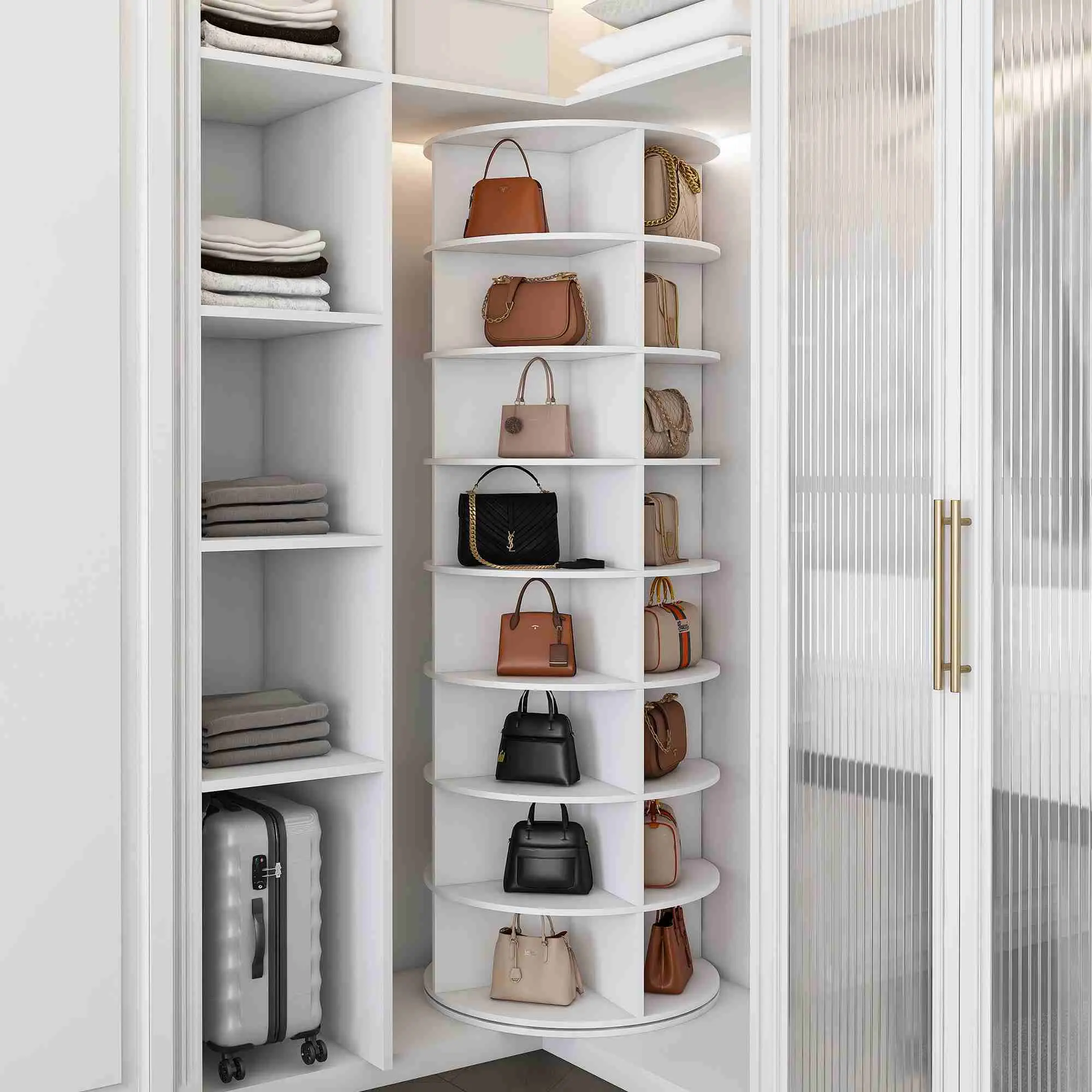 【Summer Sale】Modern Freestanding 8-Tier 360 Degree Rotatable Shoe Rack, Vertical Round Spinning Shoe Storage Tower Organizer, Compact Minimalist Shoe Shelf for Hallway, Bedroom & Closet
