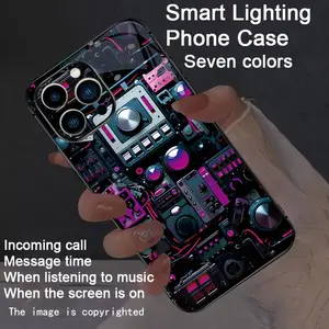 Cyberpunk Mechanical Tech-Inspired Colorful Smart Voice-Activated Luminous Phone Case for iPhone 17/16 Pro Max/15 Pro/14 Plus/13/12 - Smart Luminous Voice-Controlled Phone Case - Luminous Technology, Elegant Daytime Design, Enhanced Nighttime Visibility -