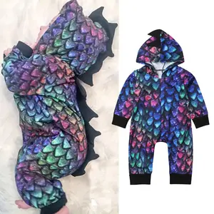 Baby Boys Girls Dinosaur Hooded Romper Jumpsuit Pants Clothes Sportswear