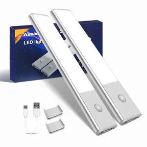 WEDEESUN 2 Pack Under Cabinet Light 23 LED Indoor Motion Sensor Light 1100mAh Rechargeable for Kitchen Staircase Closet Night Lights Multifunctional Lighting