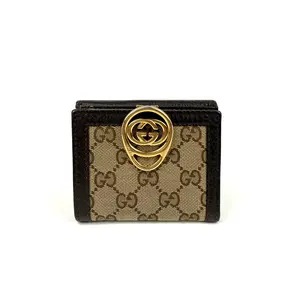 Pre-owned GUCCI Canvas Wallet Classic Monogram Short Wallet,Sku:SH76
