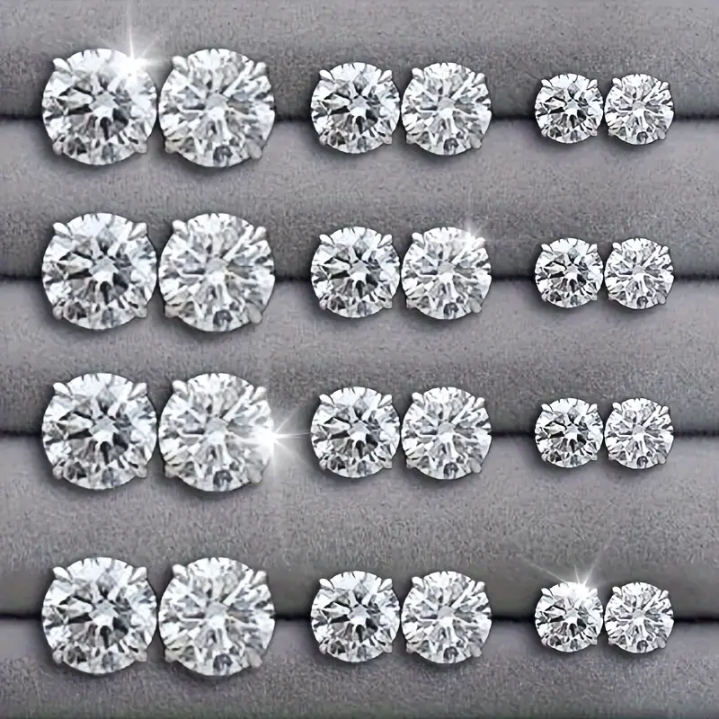 24-Piece Neutral Style Non-Oxidizing Round Zirconia Earrings Set - Fashionable Simple Jewelry for Girls, Ideal for Daily Outings and Parties, Party
