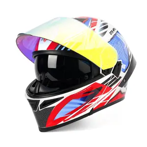 OTS Dobermann R46 Flip-Up Helmet with LED Spoiler & Chrome Visor for Enhanced Visibility DOT Approved for Safety Ideal for Biking