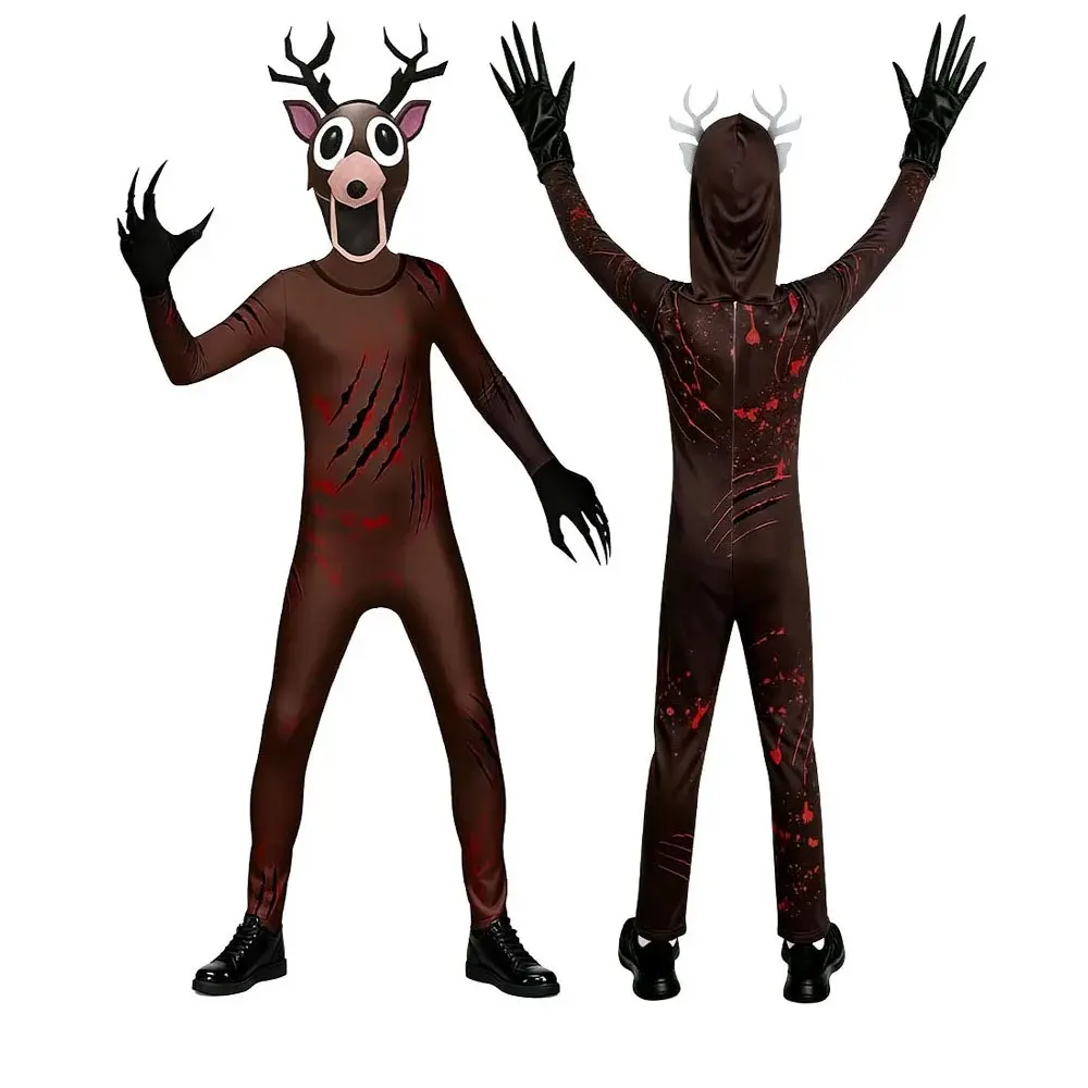Hot  Adult Cosplay 99 Nights Forest Deer Outfit 3D Print Cosplay Costume Halloween Carnival Horror Game Dress Up Suit