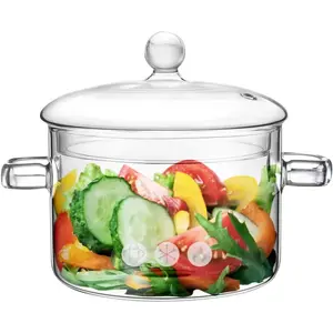 1.5L/50oz Heat-Resistant Glass Cooking Pot with Lid Fits Stove, Simmer Pot Saucepan for Cooking Soup Milk Tea Potpourri