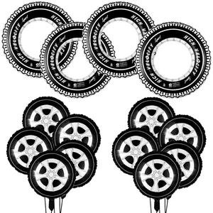 14pc Car Theme Birthday Party DecorationsTire Tube Inflatable Floats & Race Car Balloons Set