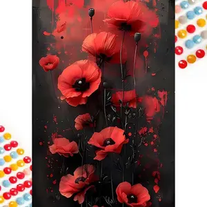 Poppy Flower Pattern DIY Diamond Arts Colorful Painting Kit without Frame, DIY 5D Diamond Arts Colorful Painting Kit, Wall Art Decor for Home