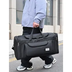 1pc  Large capacity travel tote bag, solid color and clean color handbag, shoulder bag, zipper closure, fashionable and versatile, suitable for college students, business trips, travel, fitness, Travel Duffel Bag, men's and women's travel bags
