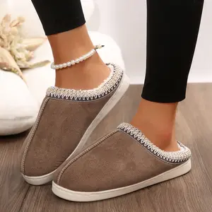 Women's Slippers Platform Mini Boots Cozy Fleece-Lined Slippers - Anti-Slip Indoor/Outdoor Fuzzy Winter Warm Mini Snow Boots