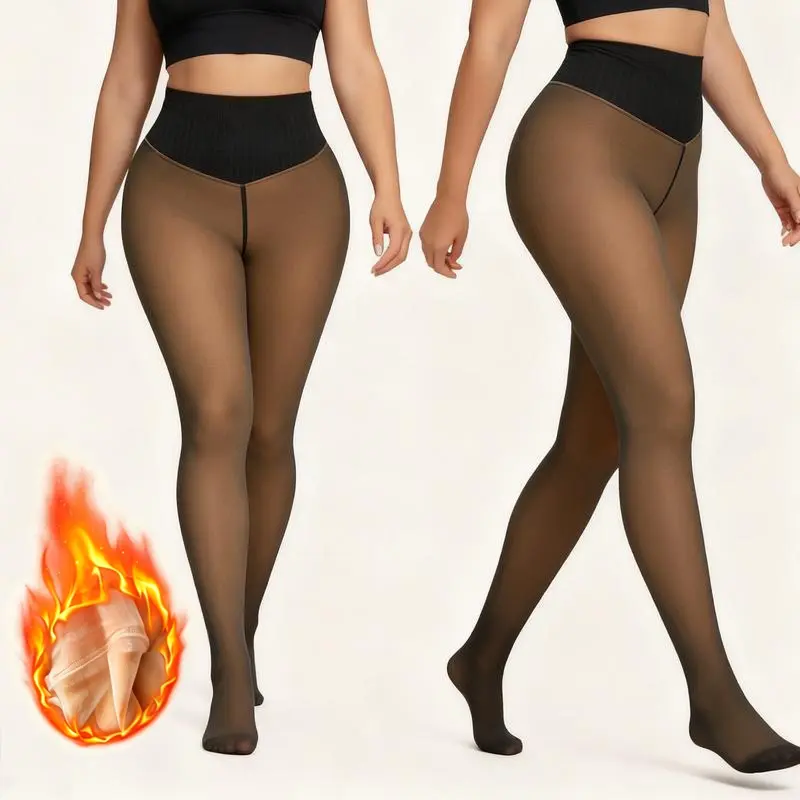 Women's Premium Thermal Sheer Underwear for Women - High Waisted Tights, Tummy Control, 1-Seam V-Shape Crotch, Form-Fitting Stretchy Snug Fit, Polyester Blend Warm Leggings for Basic Womenswear
