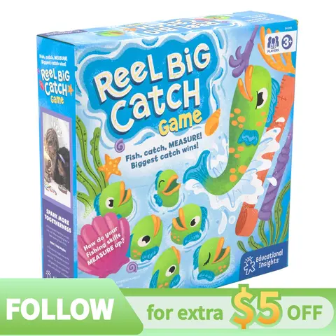 Educational Insights Reel Big Catch Game – Fun Fishing Math & Counting Game, Catch the Longest Fish, Perfect for Kids Learning & Family Party Game Nights, for Ages 3–5+