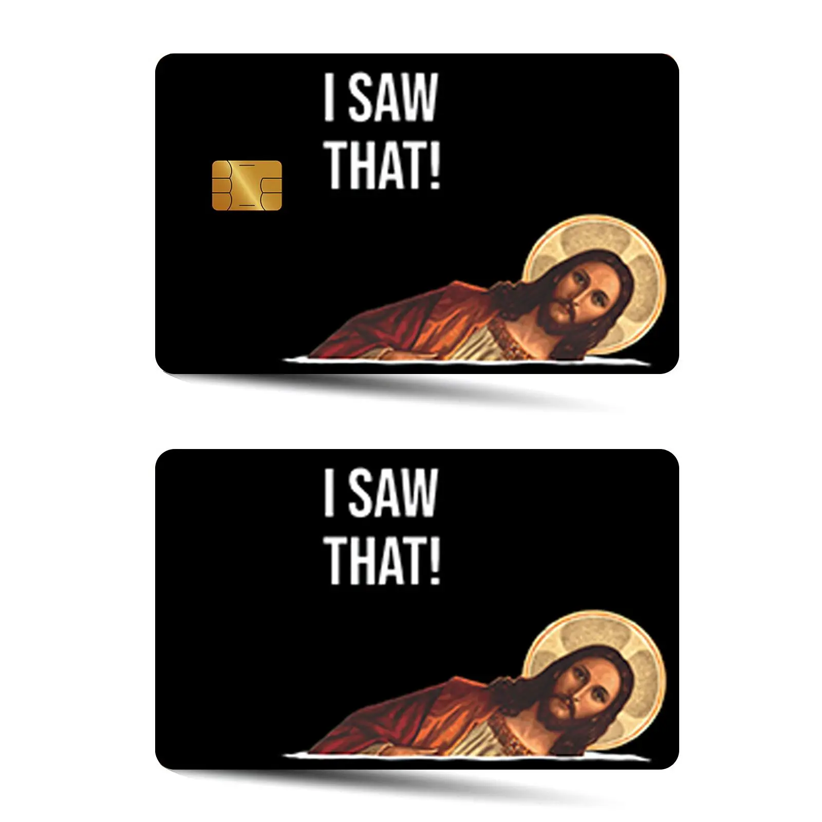 Jesus Pattern Matte Finish Credit Card Sticker, 2 Counts/set Includes Sticker Waterproof & Scratch Resistant Card Stickers, Compatible with Small Chip Cards, Decorative Stickers, Graphic Decal, Sticker Packs