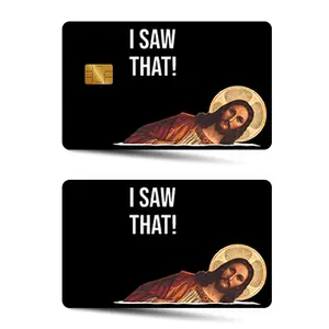 Jesus Pattern Matte Finish Credit Card Sticker, 2 Counts/set Waterproof & Scratch Resistant Card Stickers, Compatible with Small Chip Cards, Decorative Stickers, Graphic Decal, Sticker Packs