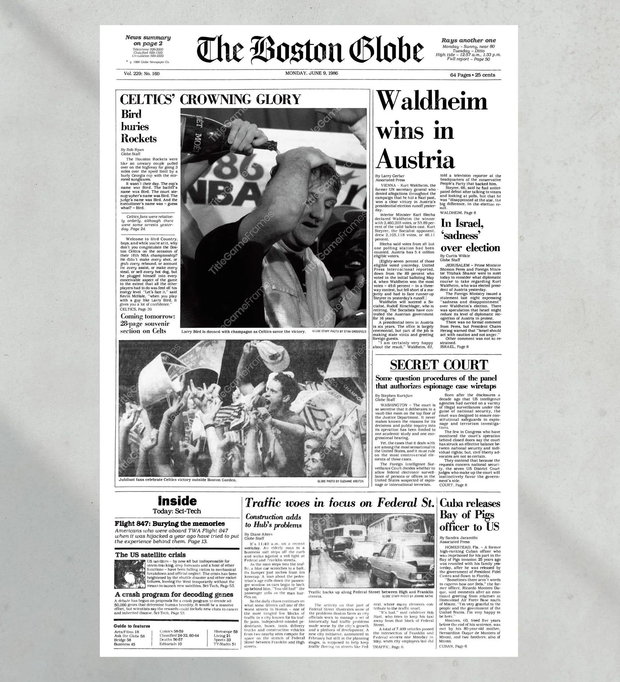 1986 Boston Celtics NBA Champions 'Crowning Glory' Unframed Poster