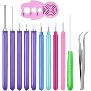 12 Pcs Multifunction Paper Quilling Tool Kit Different Size Slotted Curling Tools Quilling Needle Pen for DIY Art Craft Cardmaking Handmade Projects