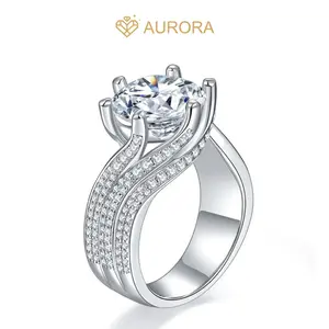 【67 Rosamond】5.0Carat Full Moissanite main stone and side stone rings with 925 Sterling Silver Engagement Anniversary Wedding Jewelry Synthetic Moissanite