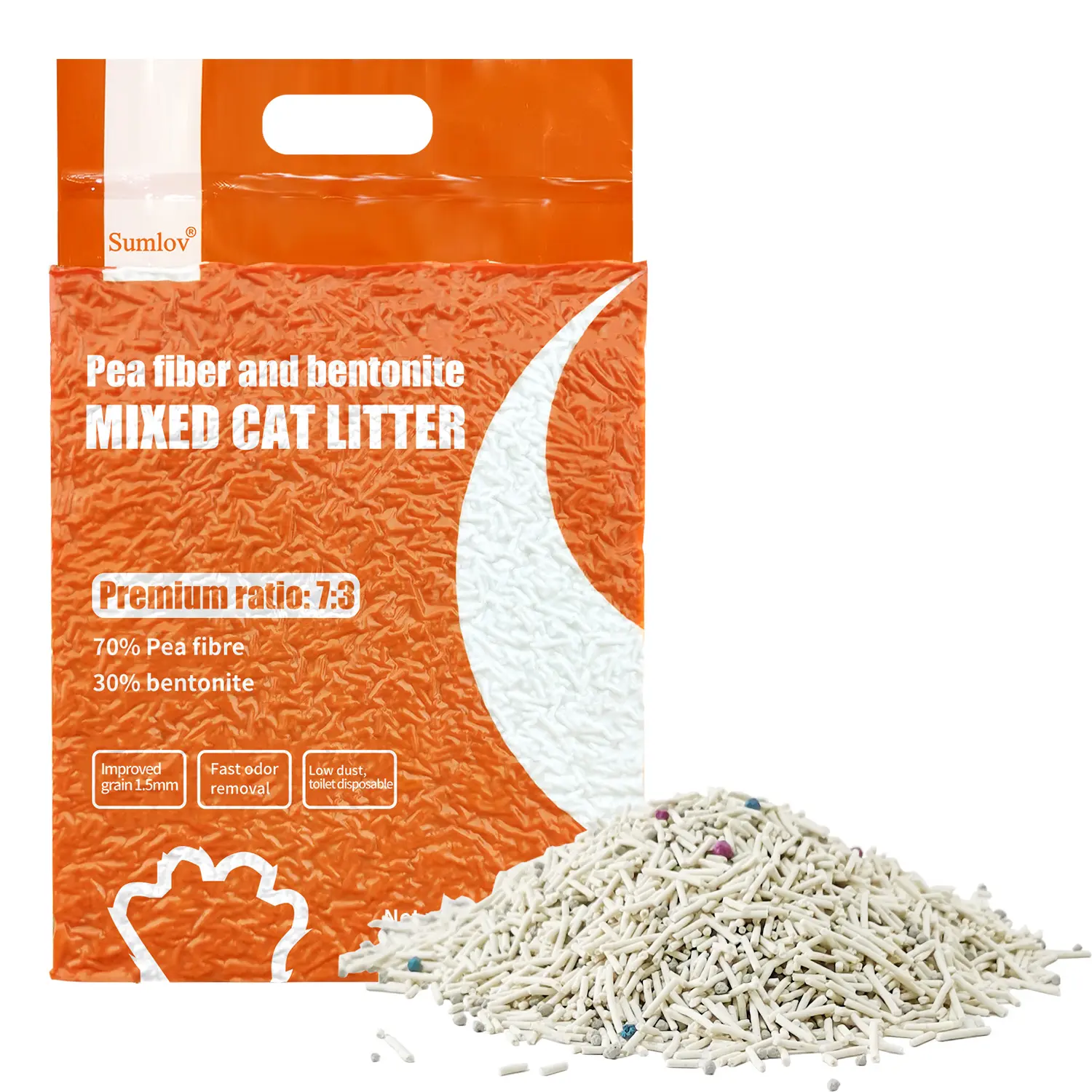 Sumlov Cat Litter - Pea Fiber & Bentonite Mixed Formula with Premium Ratio of 7:3 for Enhanced Performance